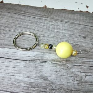 2/$10 Yellow Beaded Key Holder, Keychain, Key Ring